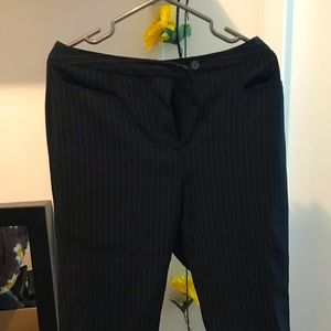 Black flare pants with white stripes